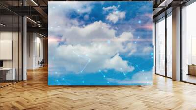 cloud storage with sky nature background in business with technology network server online digital data ai concept Wall mural