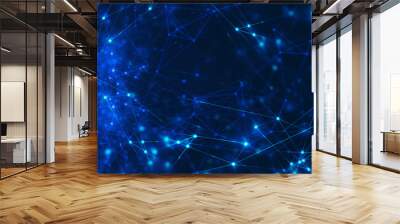 network social online, background 3d illustration rendering, machine deep learning, data cloud storage digital, science neuron, plexus cell brain, futuristic connecting, technology system Wall mural