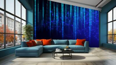 technology ai internet of thing, network background 3d illustration rendering, data deep learning, robotic science, neuron plexus futuristic, supercomputer, digital 01 code science Wall mural