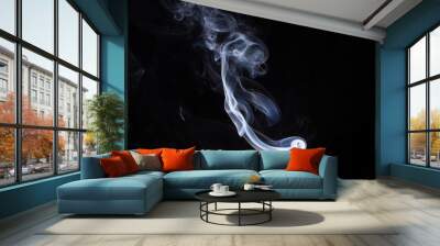 Abstract smoke isolated on dark background Wall mural