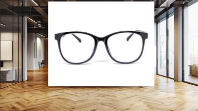 Close up black eye glasses isolated on white background,Nerd glasses isolated on white Wall mural