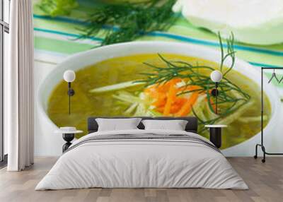 Bowl of vegetable soup with fresh vegetables Wall mural