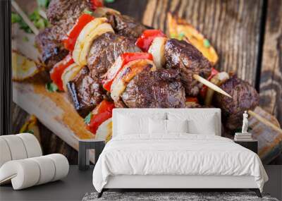 Grilled  beef shishkabab skewers Wall mural