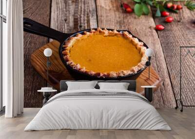 Pumpkin pie in skillet Wall mural