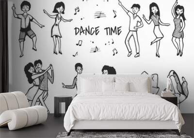 People and sport or social dances set Wall mural