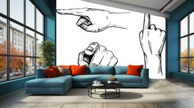 Pointing hands set Wall mural