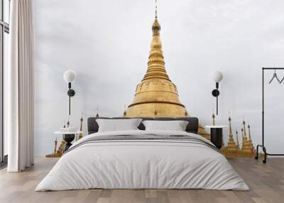 Golden pagoda, Myanmar. Wall mural