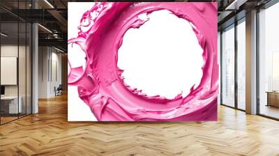 Circle of pink paint with free space for text  isolated on white background Wall mural