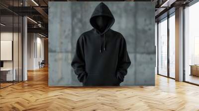 man wears black hoodie. no face isolated clothing mockup studio photo Wall mural