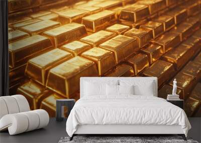 Stacks of gold bars Wall mural