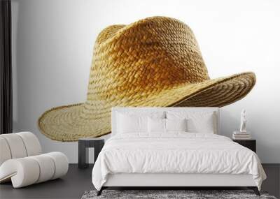 Straw hat isolated on white background. Wall mural