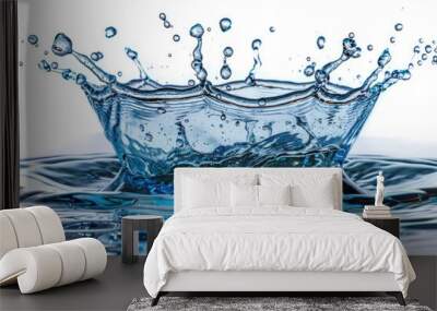 Water splashes isolated on white background for clean beauty. Wall mural