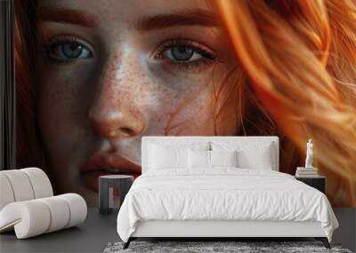 Woman hair style fashion portrait. close up female face. Wall mural