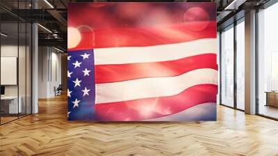 US flag bokeh Wall mural