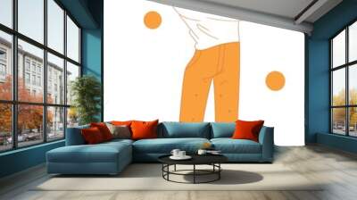 A stylized illustration of a person in casual attire with orange accents, exuding confidence. Wall mural