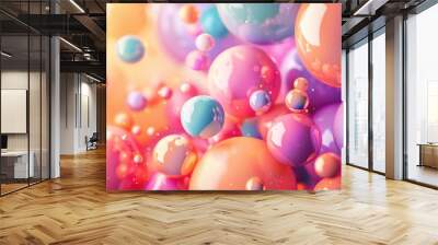 Abstract background with colorful spheres and bokeh. Wall mural