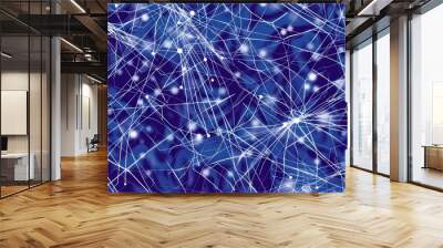 Abstract Blue Web of Lines and Points Wall mural