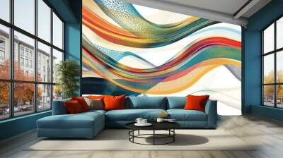 Abstract colorful waves in fluid motion, showcasing vibrant hues and dynamic patterns. Wall mural