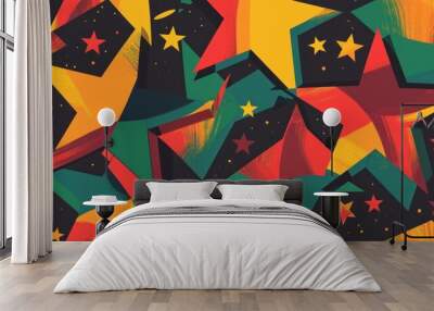 Abstract Pattern of Interlocking Stars Wall mural