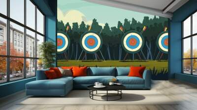 Archery Targets in a Forest Setting Wall mural