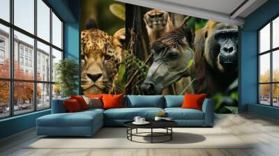 Close-up Portraits of Wild Animals. Wall mural