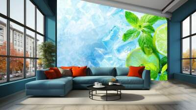 Lime and Mint on Ice: Refreshing Summer Wall mural