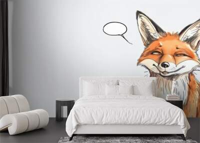 Smiling Fox with Speech Bubble. Wall mural