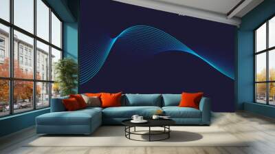 Abstract wave background with blue line pattern. Dynamic wave pattern. Futuristic technology concept. Vector illustration Wall mural