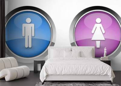 Male and female icons Wall mural