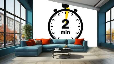 2 Minutes Analog Clock Icon white background design. Wall mural