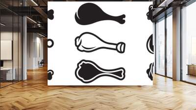 Chicken roast food icon leg dinner hen. Cook hot fresh background design. Wall mural