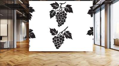 Grapes icon black and white background design. silhouette style, vector illustration. Wall mural