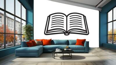 Open book with readable text icon on white background. Wall mural