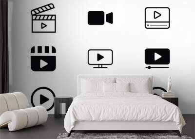 Video player icon set vector illustration isolated on a white background. Wall mural