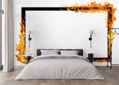 burning photo frame on a transparent background, mockup, space for text Wall mural