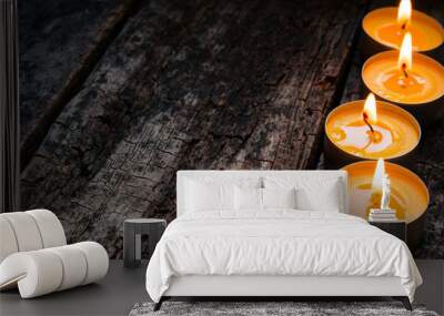 flavored spa candle on a wooden background Wall mural