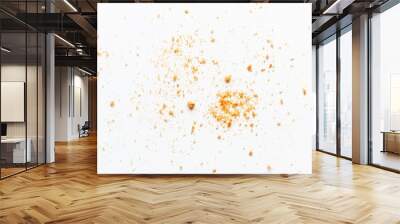 scattered crumbs of roasted white bread on a white background closeup Wall mural