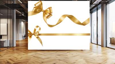 set of golden ribbon bows on a transparent background Wall mural