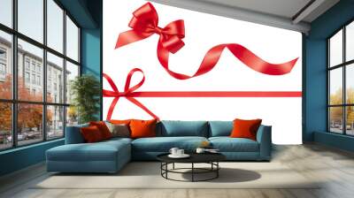 set of red ribbon bows on a transparent background Wall mural