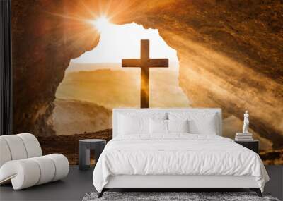 cross in the mountains Wall mural