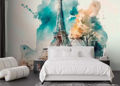 Eiffel Tower. Artwork design, illustration for T-shirt printing or poster  Wall mural