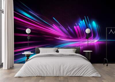 Blue pink techno sci-fi background, ai generation Wall mural