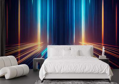 Blue techno sci-fi background, ai generation Wall mural