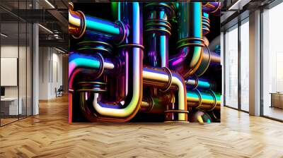 colorful metal pipes background, ai generation Wall mural