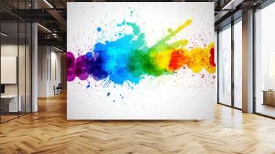 Holi background, abstract colorful splash paint blots. Bright spots and blobs for holiday design poster, card, banner, etc. Wall mural