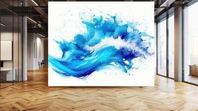 watercolor ocean waves and splash water, ai generation Wall mural