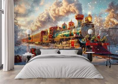 A train with a red engine Wall mural