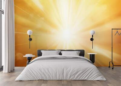 abstract of light lens flare in gold background. Generative AI Wall mural