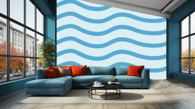 Seamless background pattern of illustration blue wave line in flat design style. Wall mural