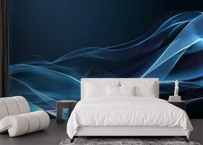 Abstract Blue Waves Futuristic Technology Background Wall mural